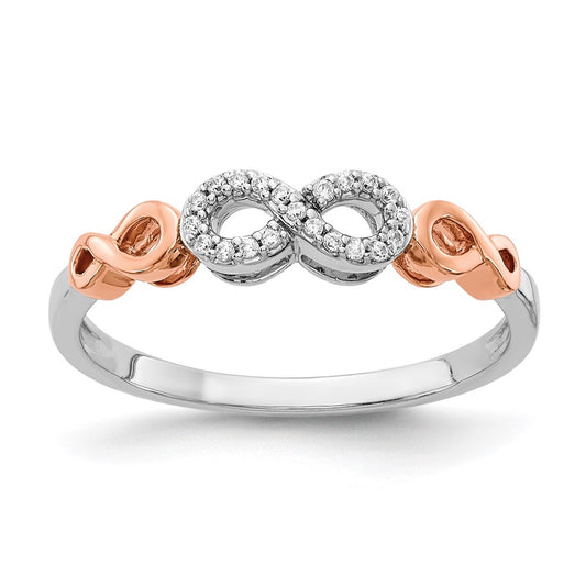 14k Rose Gold w/White Rhodium Real Diamond Infinity Ring