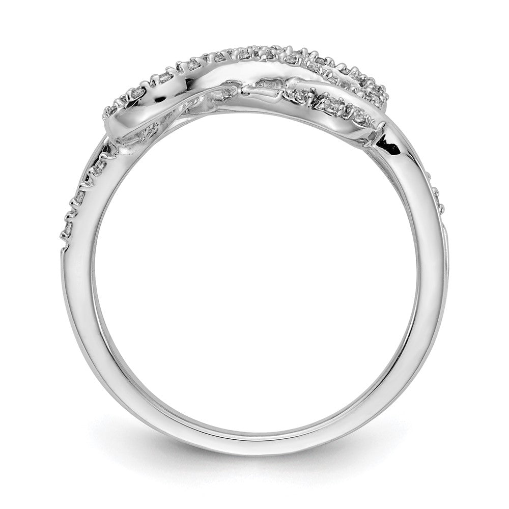 14k White Gold Polished Real Diamond Infinity Hearts Ring