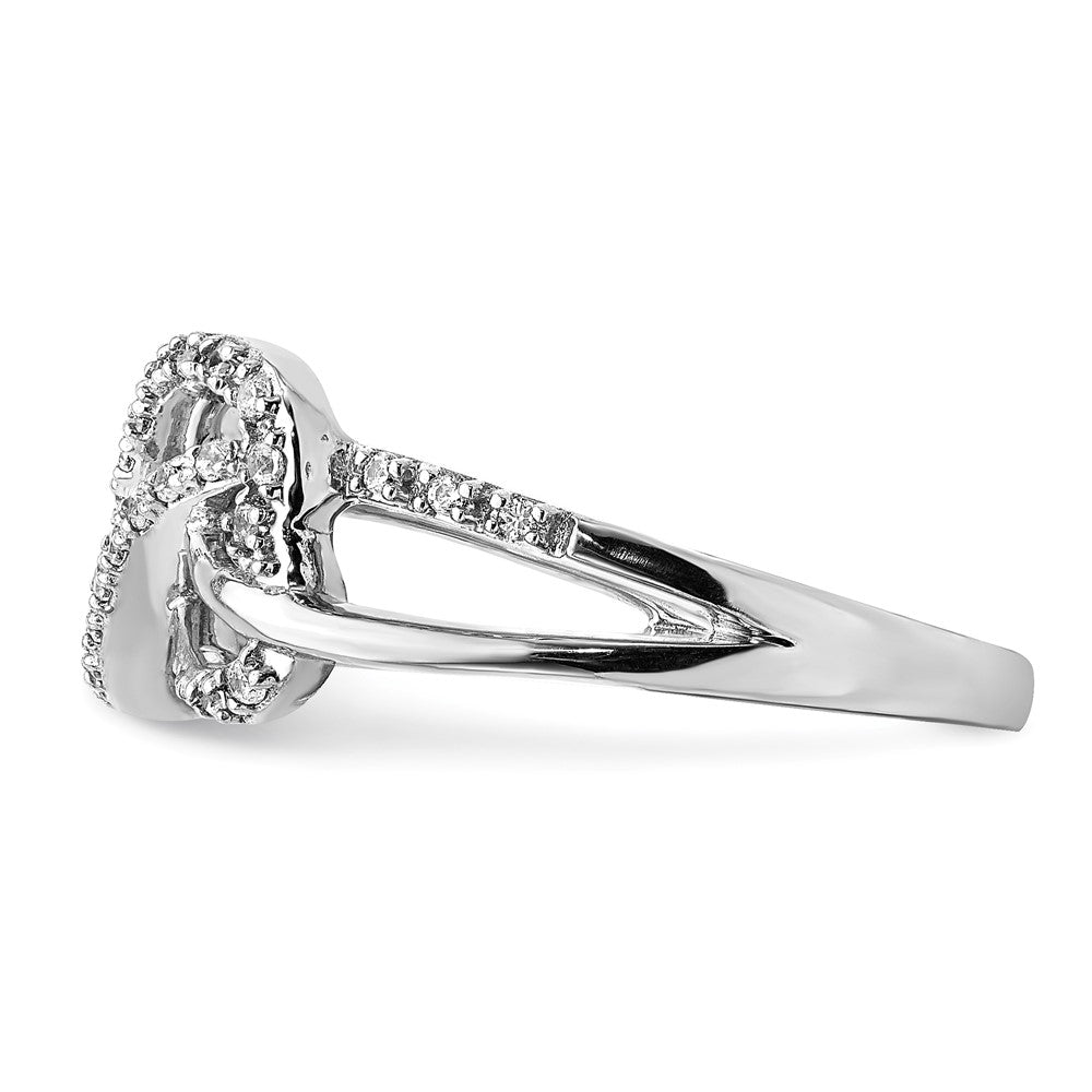 14k White Gold Polished Real Diamond Infinity Hearts Ring