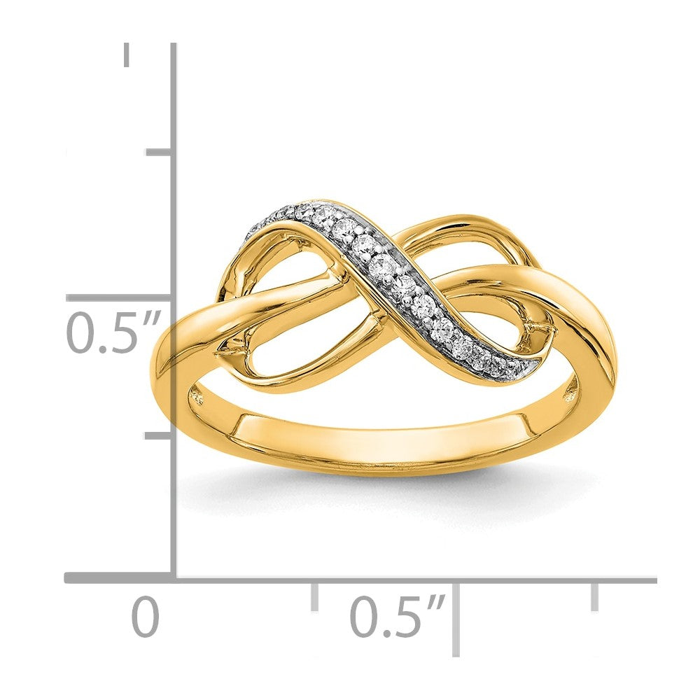 14K Yellow Gold Real Diamond Infinity Ring
