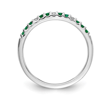 14k White Gold Real Diamond and Emerald Band