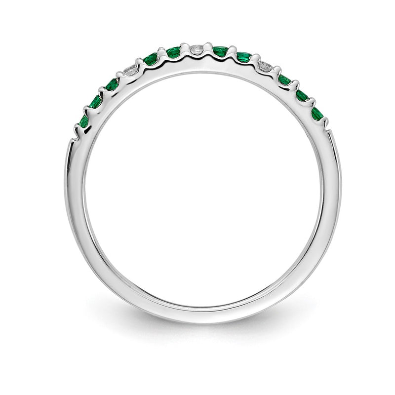 14k White Gold Real Diamond and Emerald Band