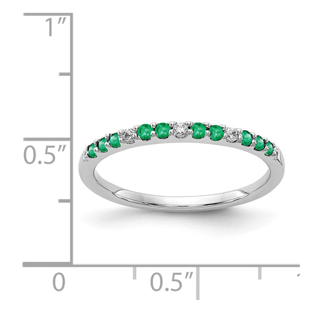 14k White Gold Real Diamond and Emerald Band