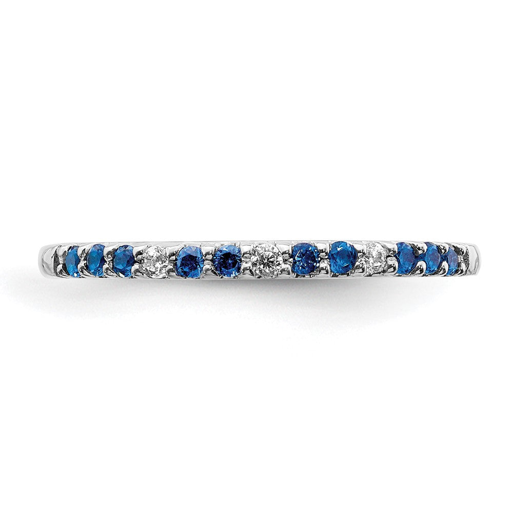14k White Gold Real Diamond and Sapphire Band