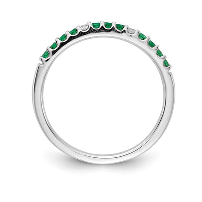 14k White Gold Real Diamond and Emerald Band