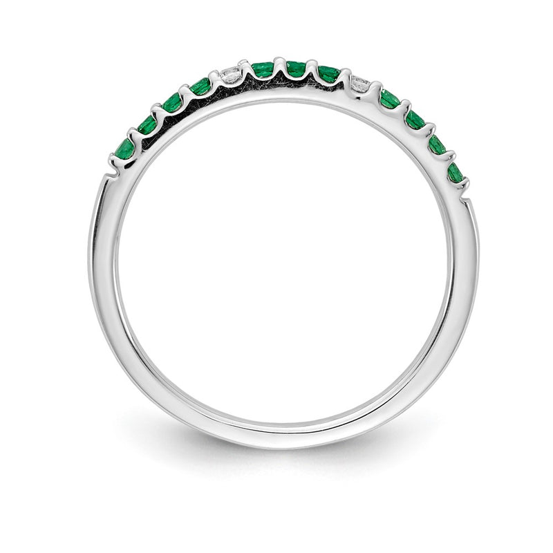 14k White Gold Real Diamond and Emerald Band