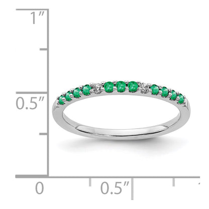14k White Gold Real Diamond and Emerald Band
