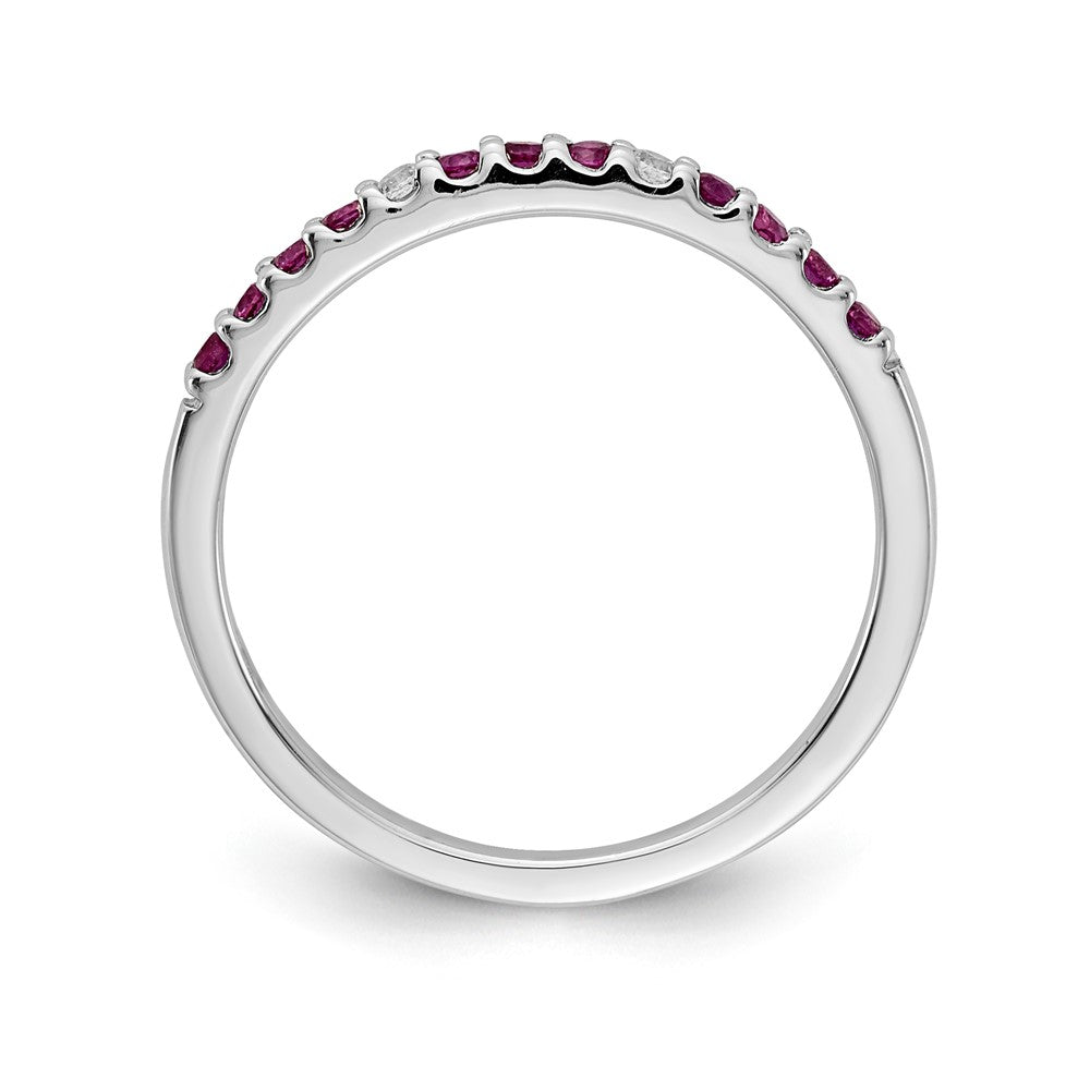 14k White Gold Real Diamond and Ruby Band