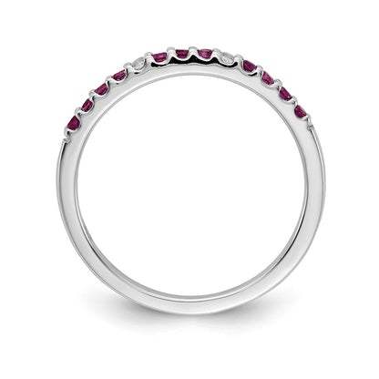 14k White Gold Real Diamond and Ruby Band