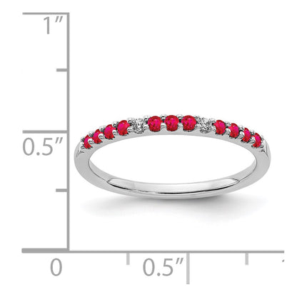 14k White Gold Real Diamond and Ruby Band