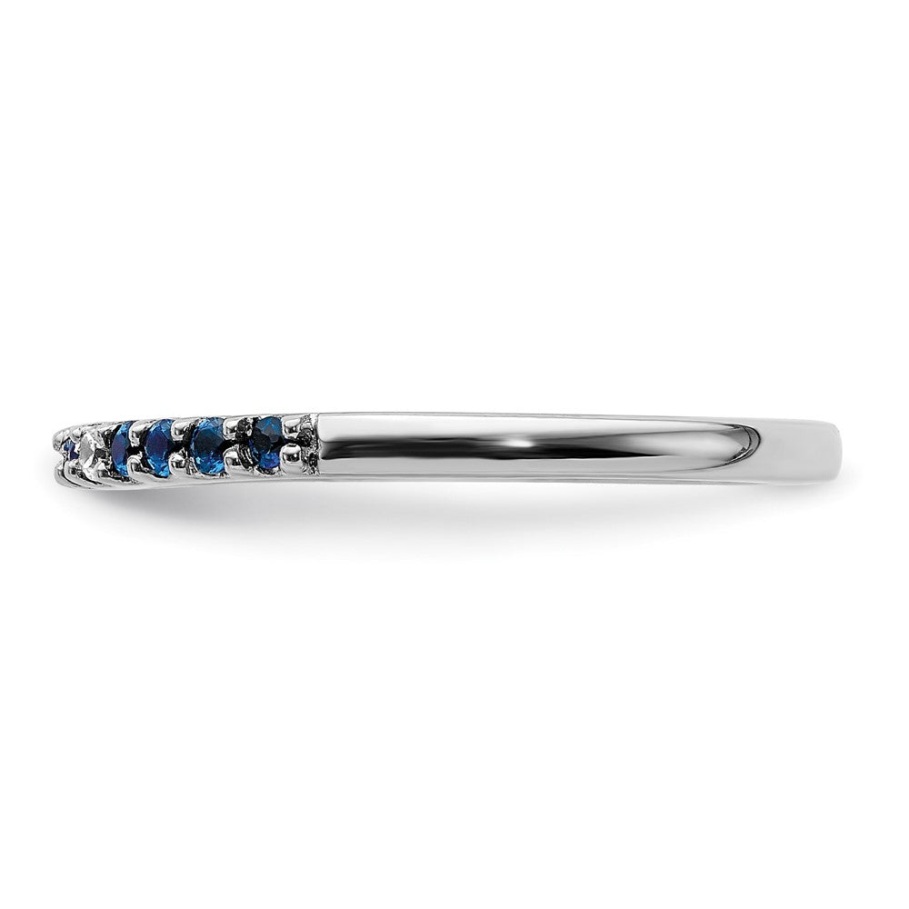 14k White Gold Real Diamond and Sapphire Band