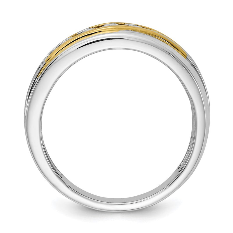 14k White & Yellow Gold Real Diamond Men's Ring