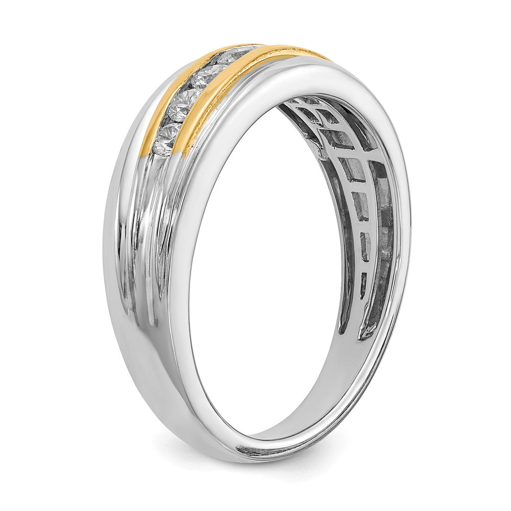 0.50ct. CZ Solid Real 14k White & Yellow Gold Men's Ring