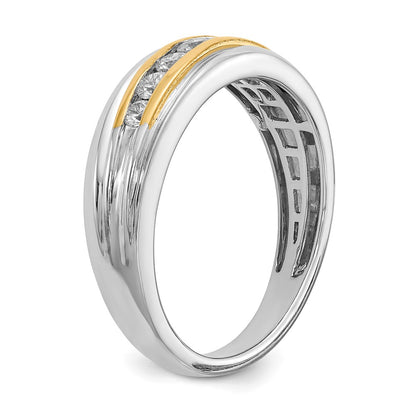 0.50ct. CZ Solid Real 14k White & Yellow Gold Men's Ring