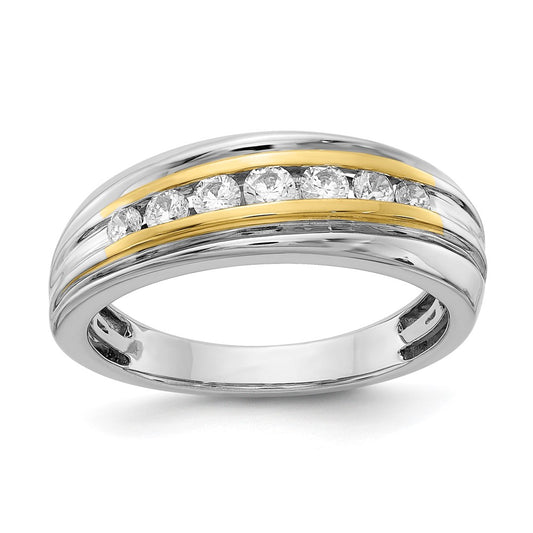 14k White & Yellow Gold Real Diamond Men's Ring