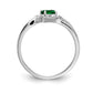 Solid 14k White Gold Polished Oval Simulated CZ Emerald Bypass Ring