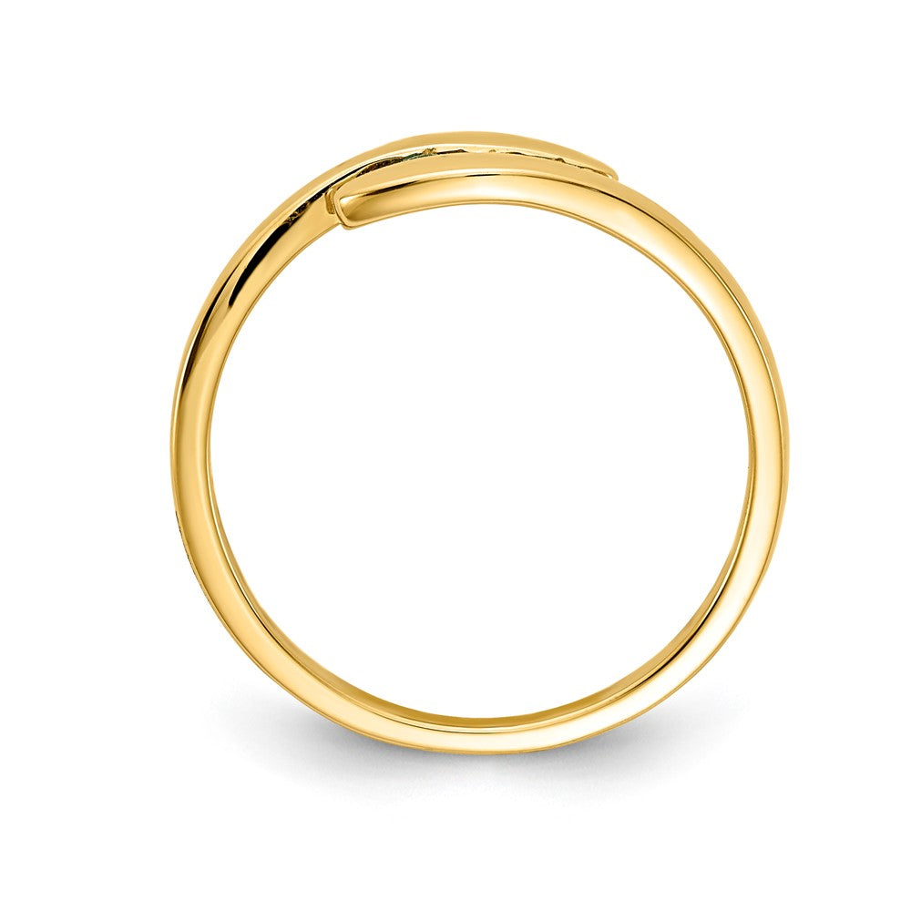 14K Yellow Gold Emerald and Real Diamond 3-stone Ring