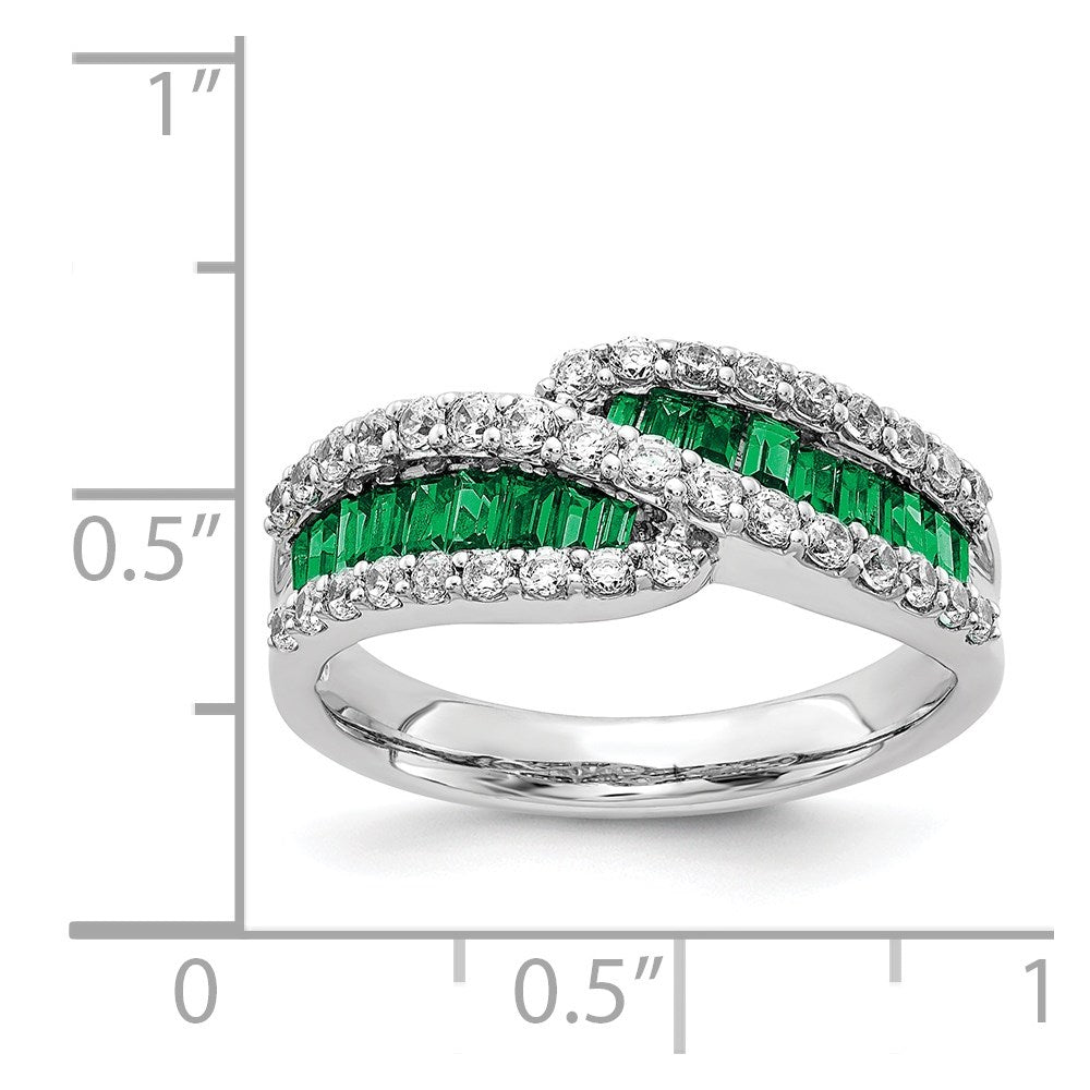 14k White Gold Emerald Real Diamond Ring