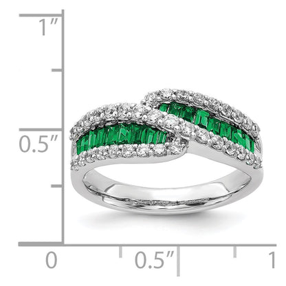14k White Gold Emerald Real Diamond Ring