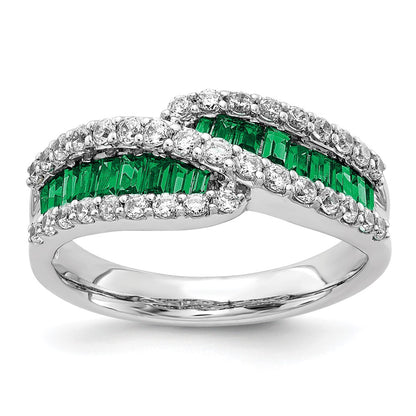 14k White Gold Emerald Real Diamond Ring