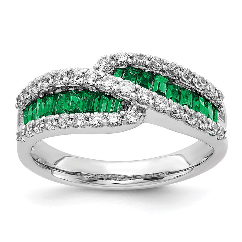 14k White Gold Emerald Real Diamond Ring