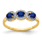 14K Yellow Gold Sapphire and Real Diamond 3-Stone Ring