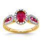 14K Yellow Gold Real Diamond and Oval Ruby Ring