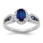 14k White Gold Real Diamond and Oval Sapphire Ring