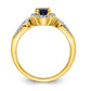 Solid 14k Yellow Gold Simulated CZ and Oval Sapphire Ring