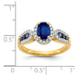Solid 14k Yellow Gold Simulated CZ and Oval Sapphire Ring