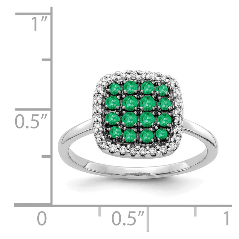 14k White Gold Real Diamond and Emerald Ring