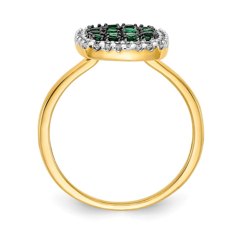 14K Yellow Gold Real Diamond and Emerald Ring
