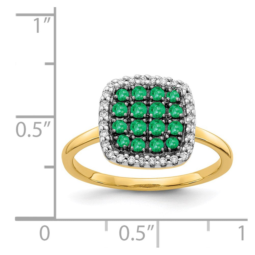 14K Yellow Gold Real Diamond and Emerald Ring