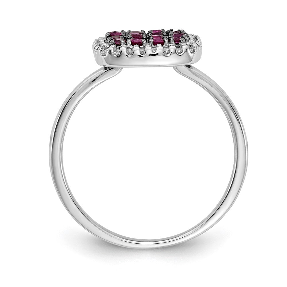 14k White Gold Real Diamond and Ruby Ring