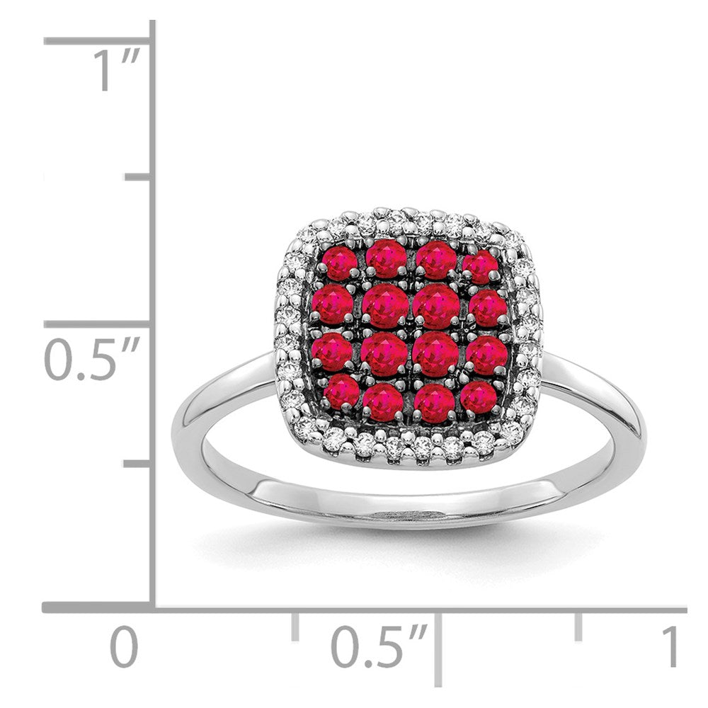 14k White Gold Real Diamond and Ruby Ring