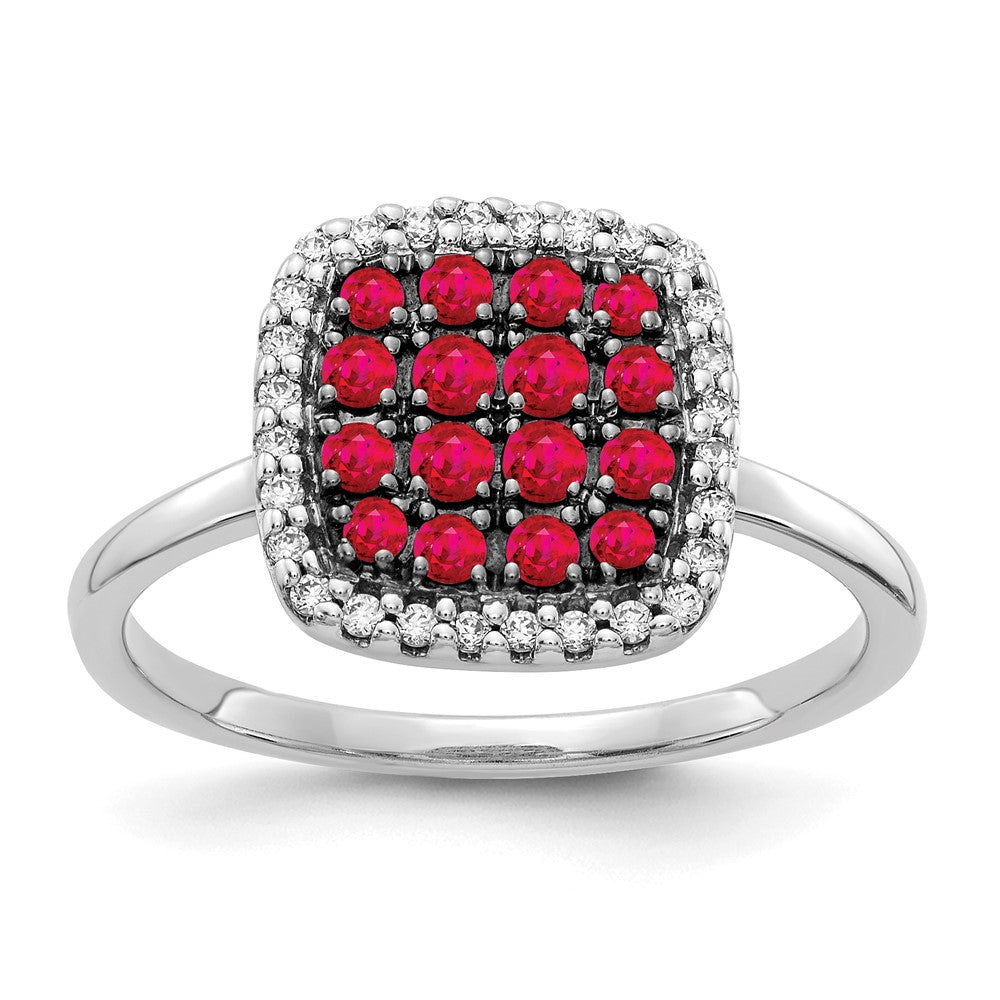 14k White Gold Real Diamond and Ruby Ring