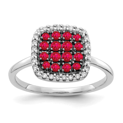 14k White Gold Real Diamond and Ruby Ring