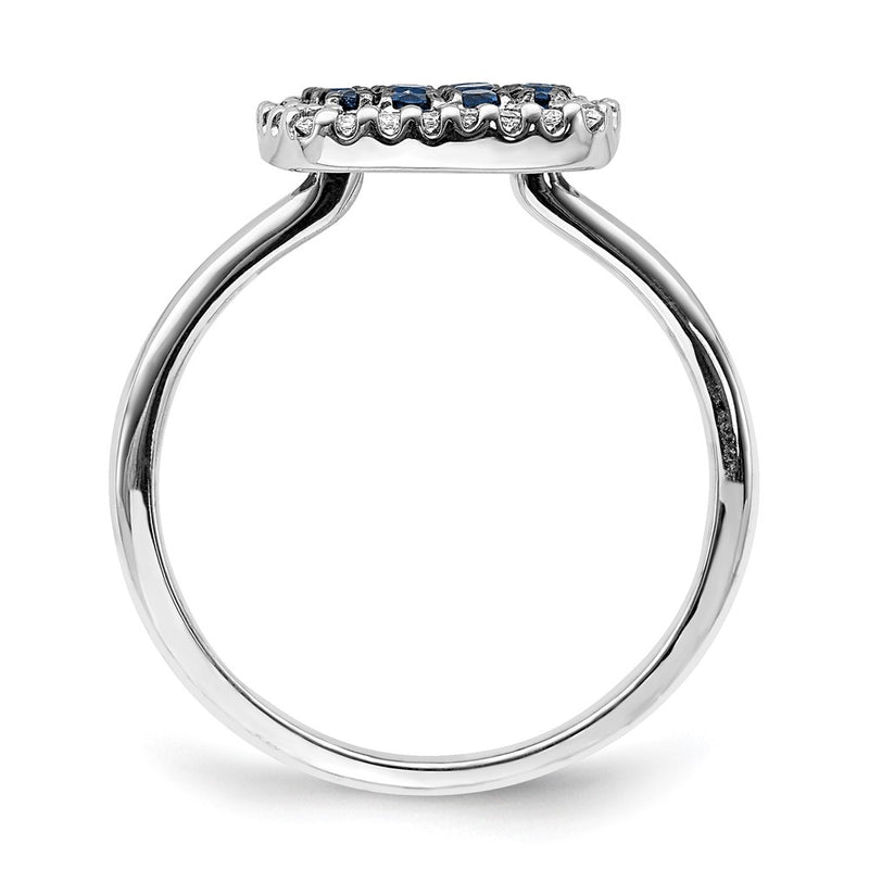 14k White Gold Real Diamond and Sapphire Ring