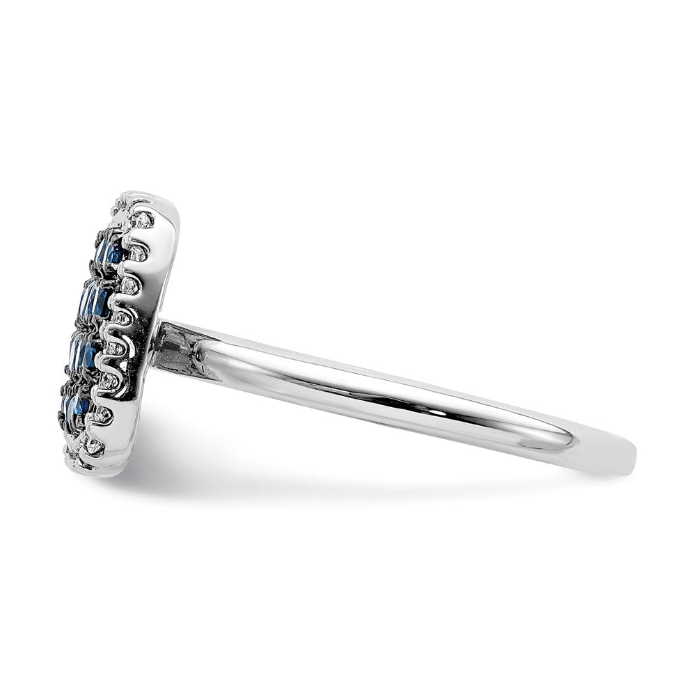 14k White Gold Real Diamond and Sapphire Ring
