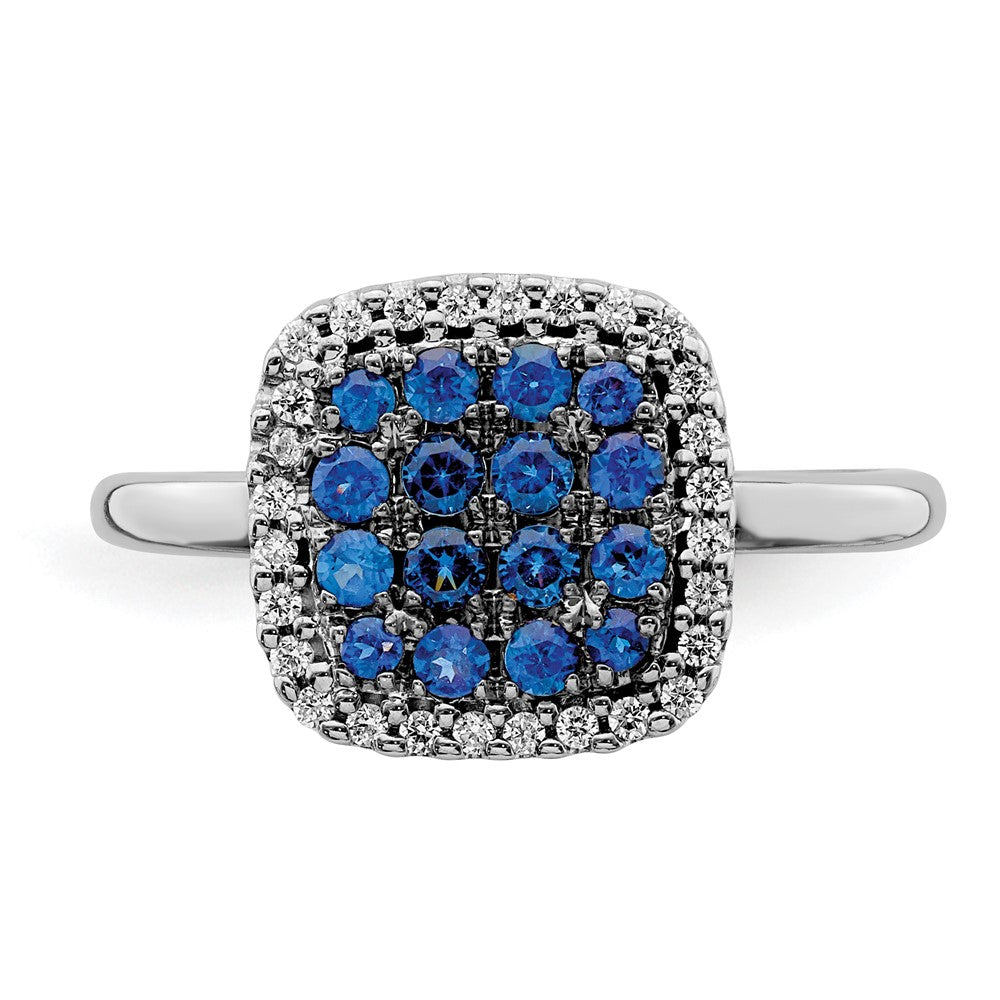 14k White Gold Real Diamond and Sapphire Ring