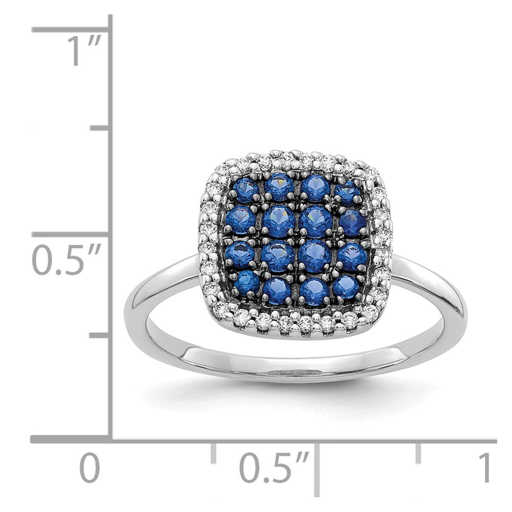 14k White Gold Real Diamond and Sapphire Ring
