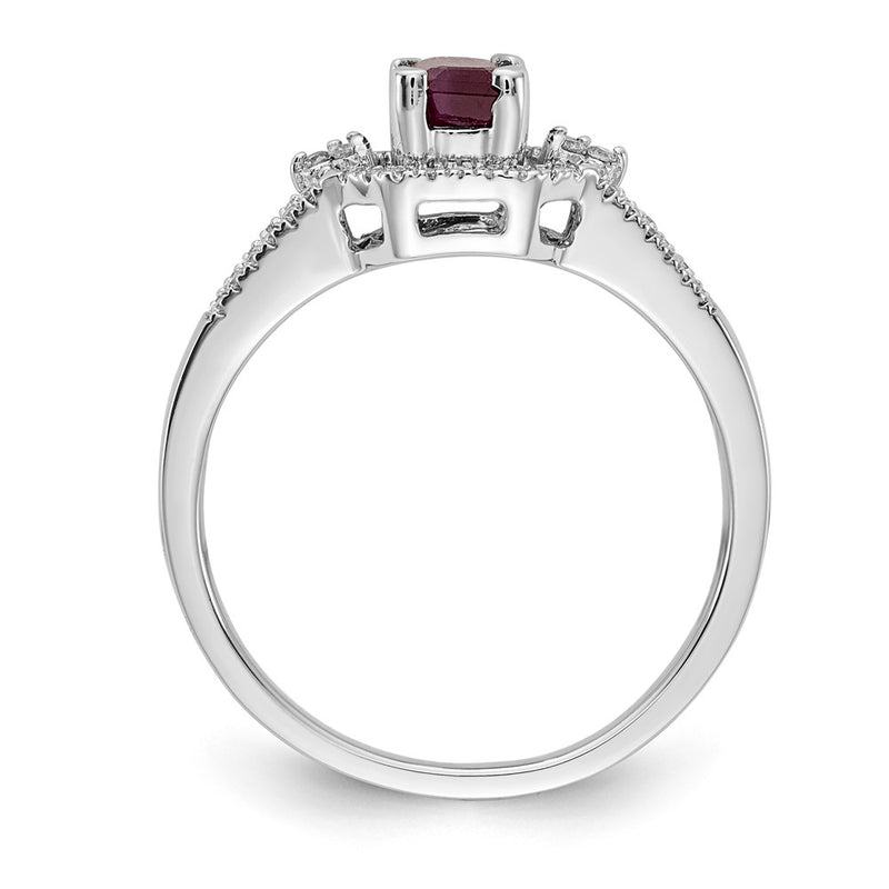 14k White Gold Real Diamond and Ruby Ring