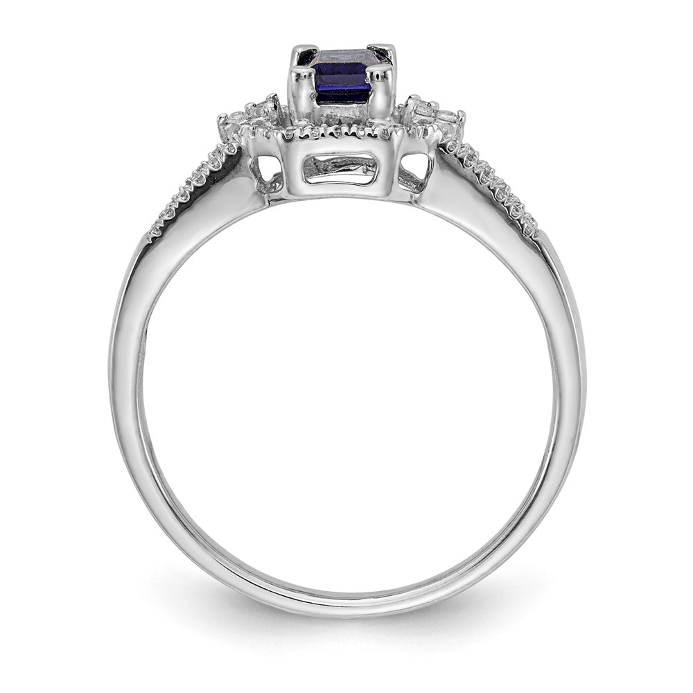 14k White Gold Real Diamond and Sapphire Ring