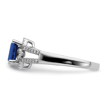 14k White Gold Real Diamond and Sapphire Ring