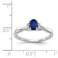 14k White Gold Real Diamond and Oval Sapphire Ring