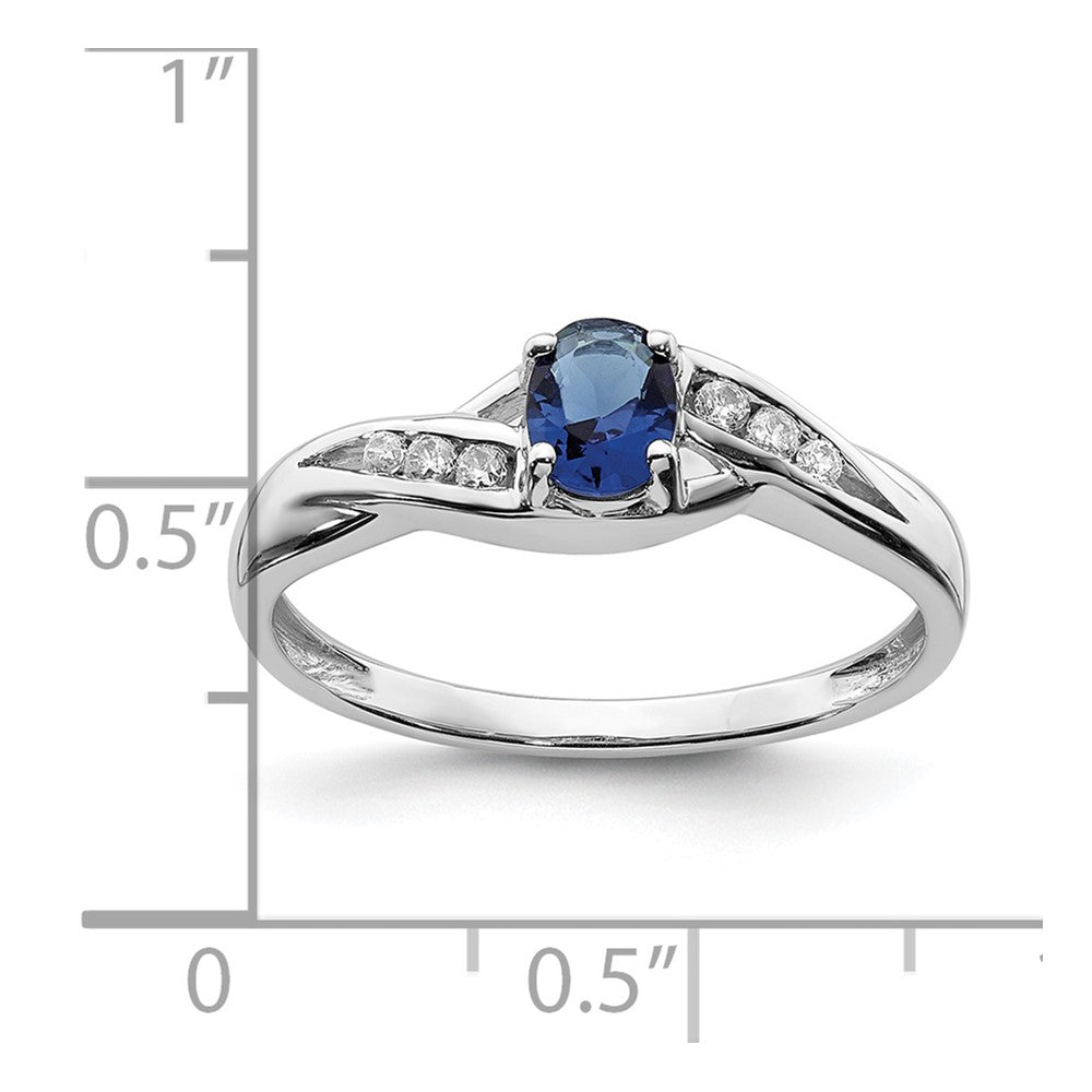 Solid 14k White Gold Oval Simulated Sapphire CZ Ring