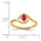 14K Yellow Gold Real Diamond and Marquise Ruby Ring