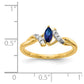 Solid 14k Yellow Gold Simulated CZ and Marquise Sapphire Ring