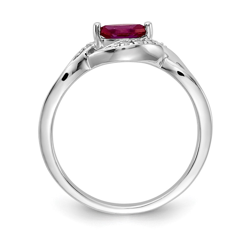 14k White Gold Real Diamond and Marquise Ruby Ring