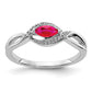 14k White Gold Real Diamond and Marquise Ruby Ring